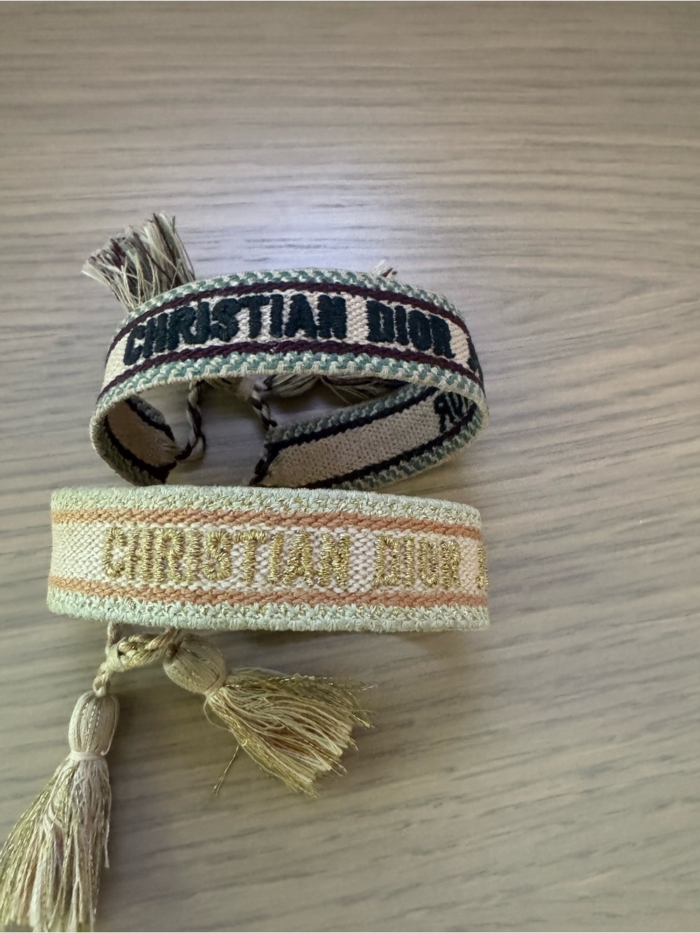 Dior Woven Logo Bracelets in Cream, Gold and Black